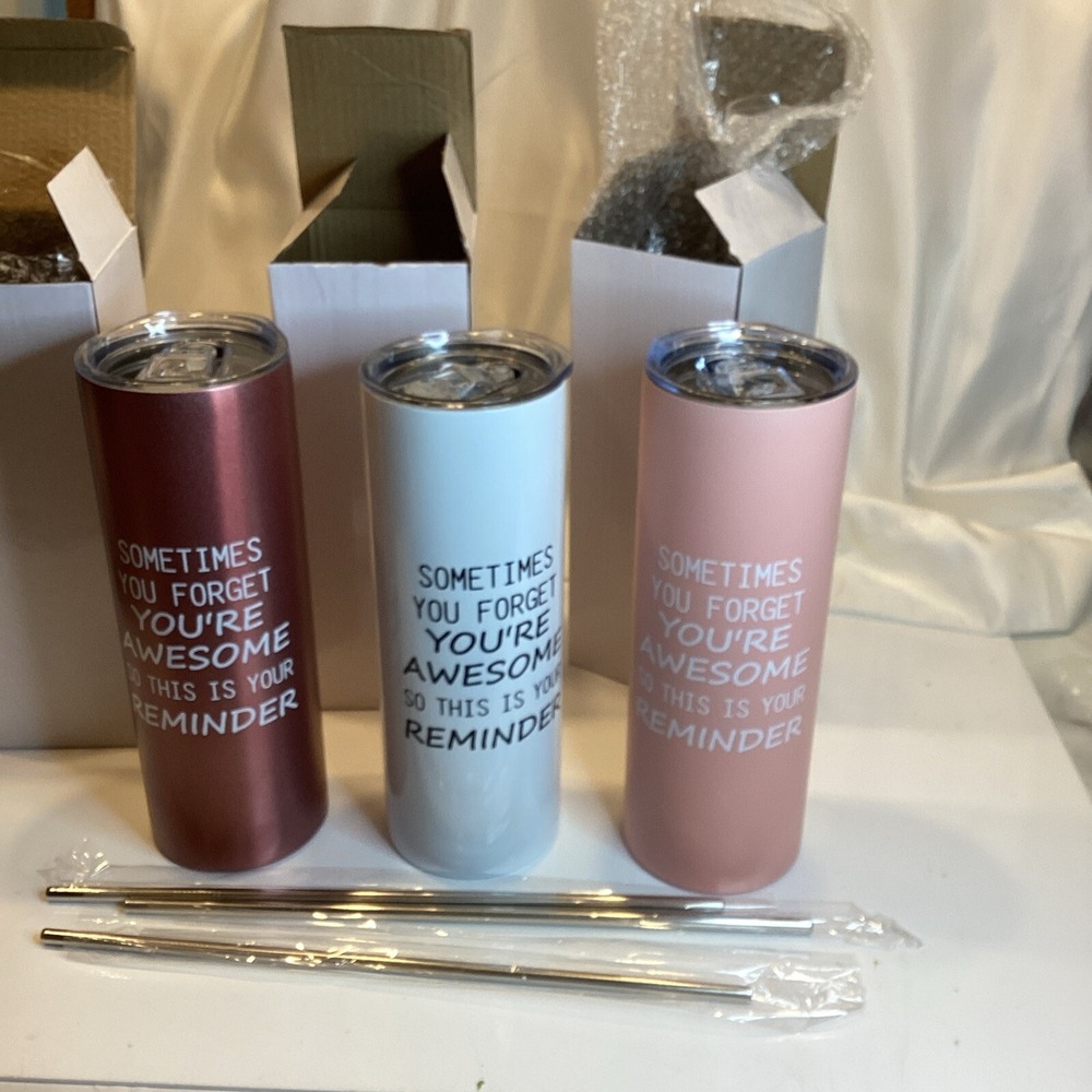 sometimes you forget you're awesome tumbler metal  cups lot of 3